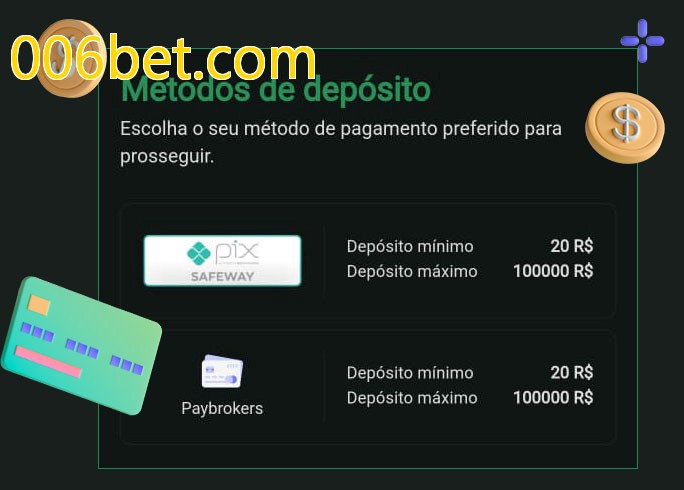 O cassino 006bet.combet oferece uma grande variedade de métodos de pagamento